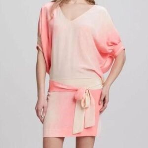 Diane Von Furstenberg coral pink silk tie dye edna dress Size 0